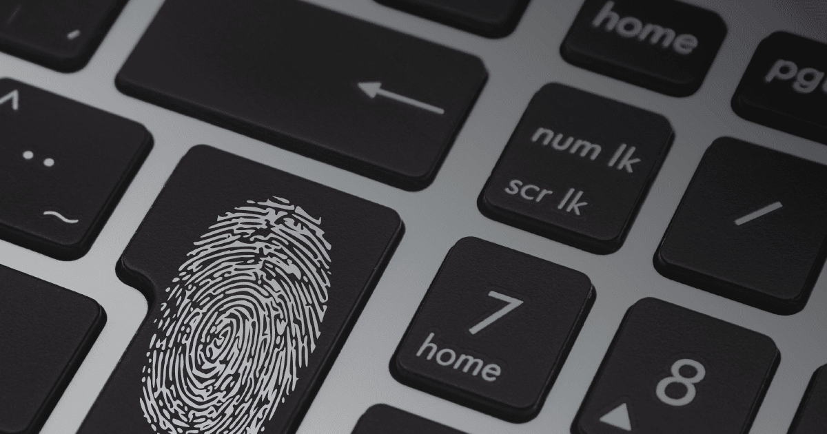 Keyboard with fingerprint on the enter key.