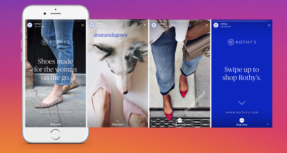 Instagram story advertisements on phones