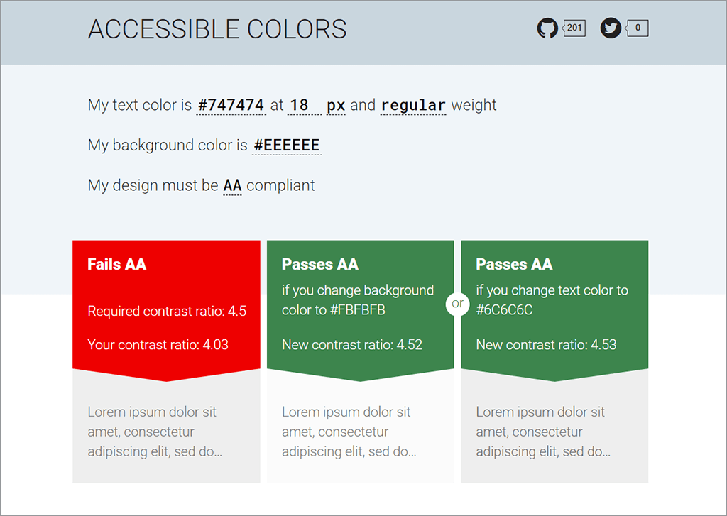 Accessible Colours website tool screencapture