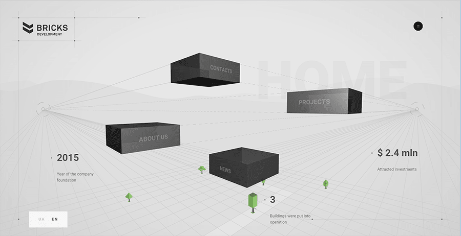 floating black bricks geometry example