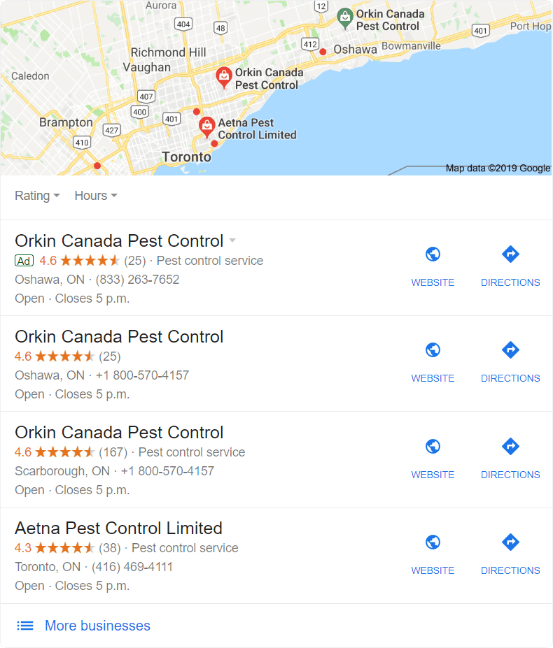 Google Search reviews with map