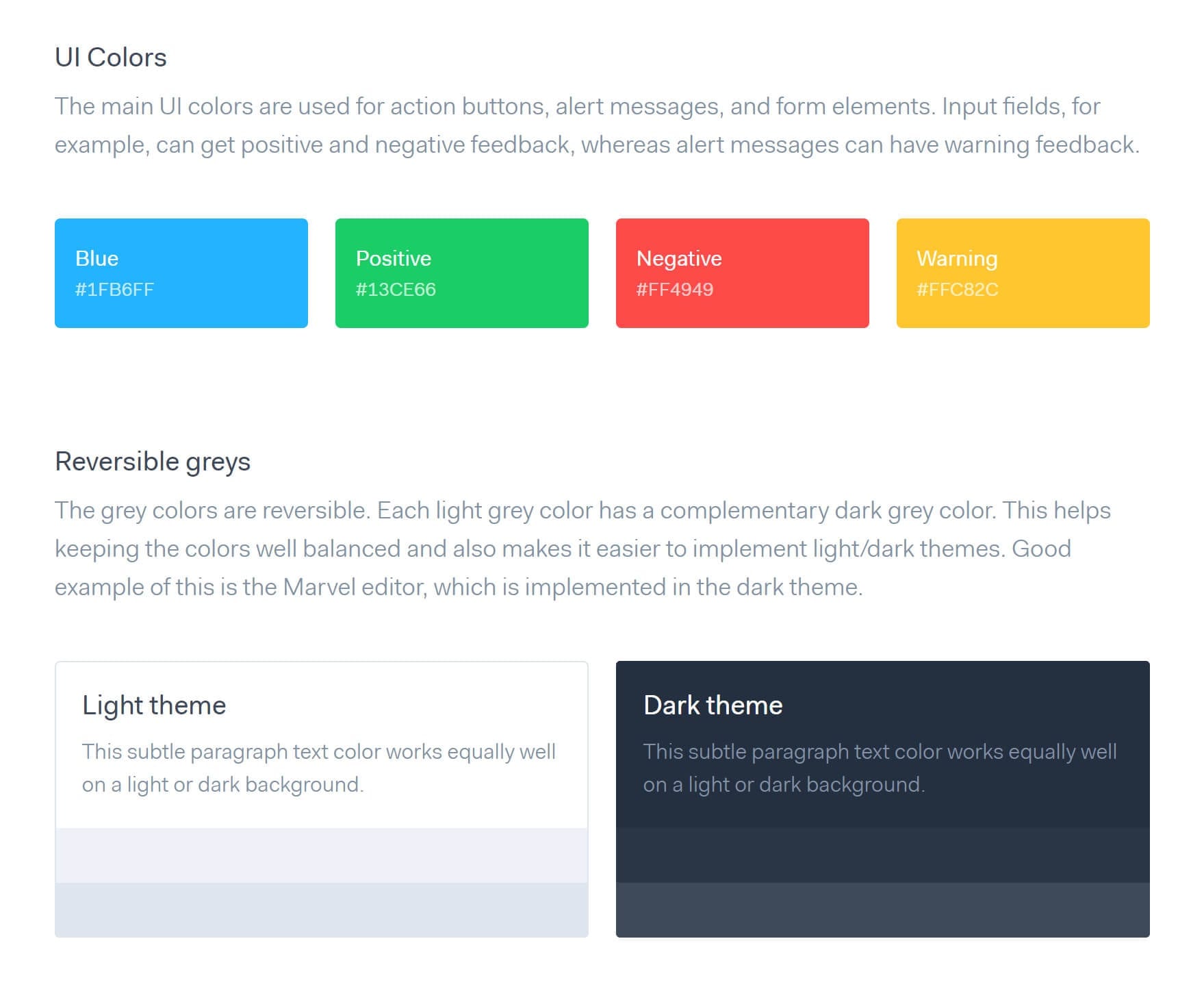 UI colors and reversible greys. Full text alternative below.