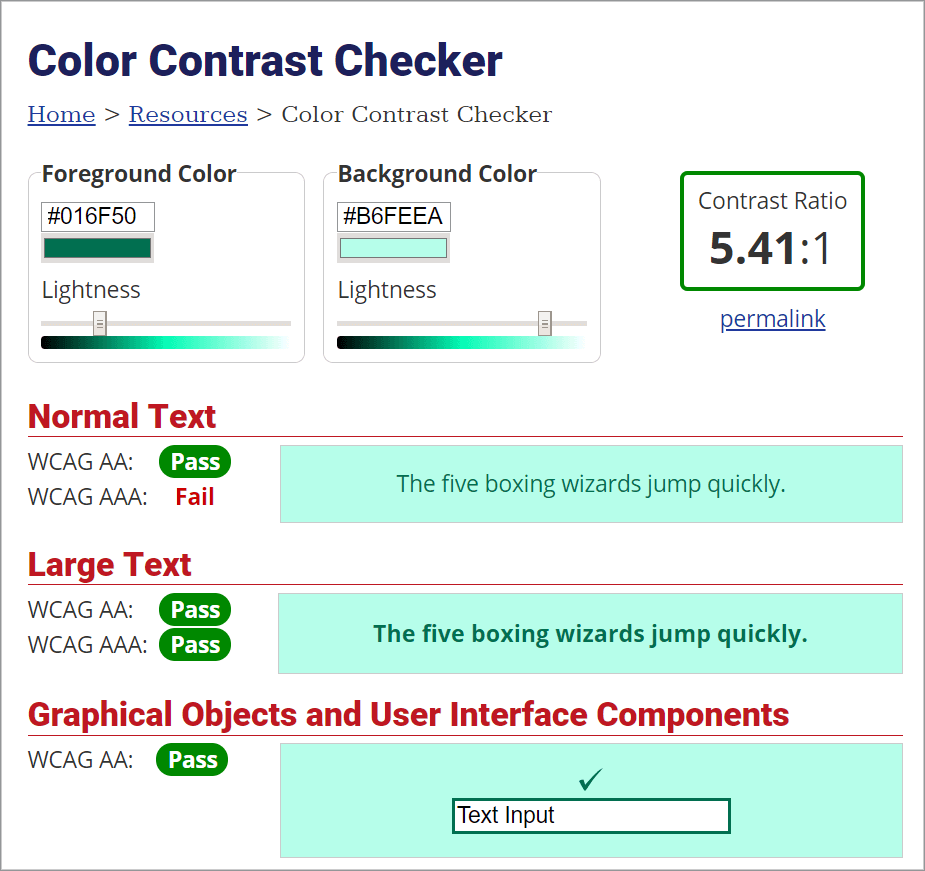 Webaim contrast checker screencapture