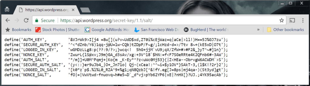 Screen capture of a Secret key generator
