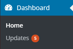 Screen Capture: WordPress updates panel from the dashboard.