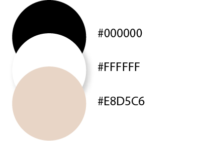 Beige Colour Palette: Black: #000000, White: #fffff, Beige: #E8D5C6