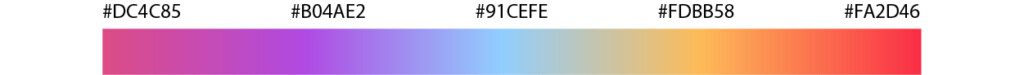 Complex Gradient colors: Magenta: #dc4c85, Purple: #b04ae2, Cyan: #91cefe,  Yellow: #fdbb58, Red: #fa2d46
